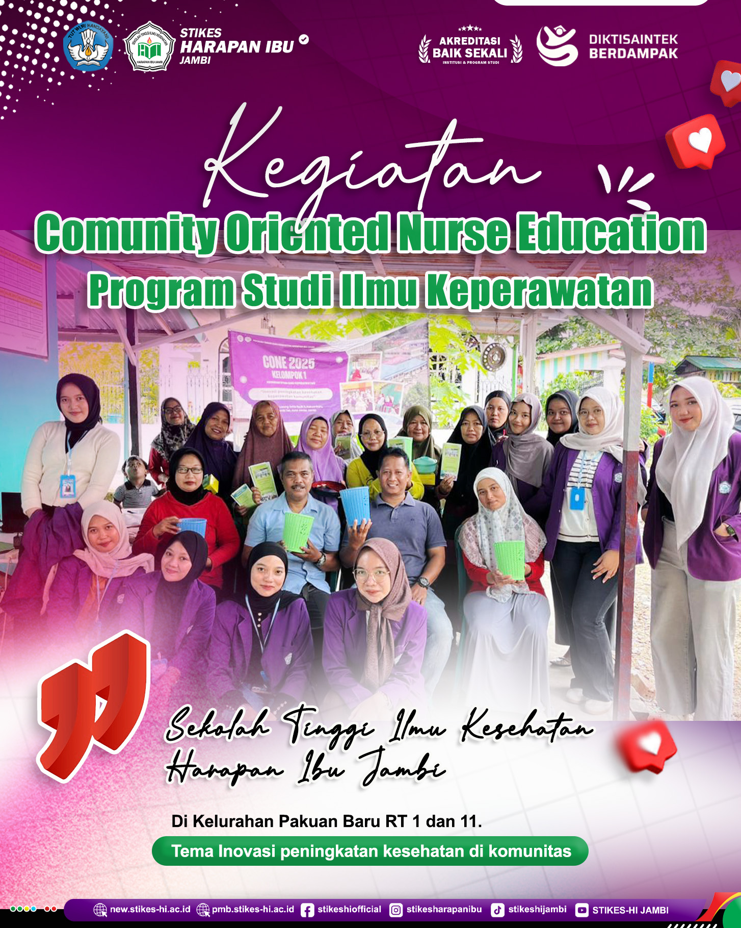 STIEKS-HI Gelar CONE Prodi Keperawatan di Wilayah Kerja Puskesmas Pakuan Baru
