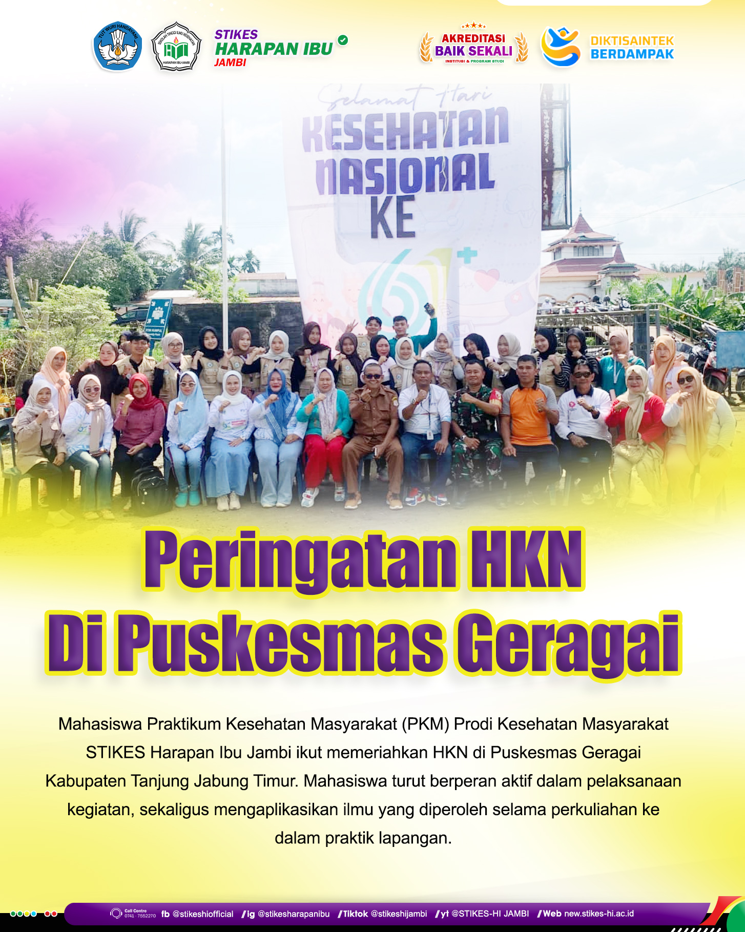 Puskesmas Geragai berkolaborasi dengan Mahasiswa STIKES HI dalam Peringatan HKN Ke-61