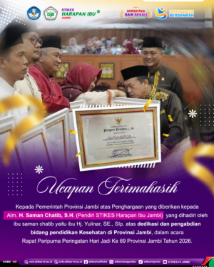 Terimakasih Pemprov Jambi atas Penghargaan yang diberikan kepada STIKES Harapan Ibu Jambi.