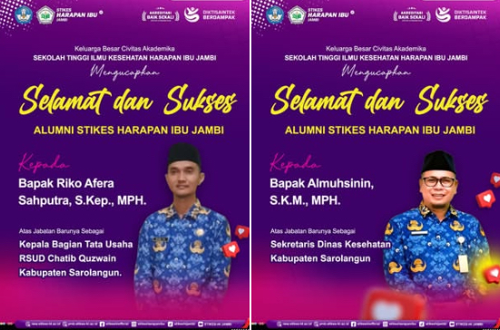Alumni Bersinar! Dua Lulusan STIKES Harapan Ibu Jambi Raih Jabatan Strategis di Sarolangun
